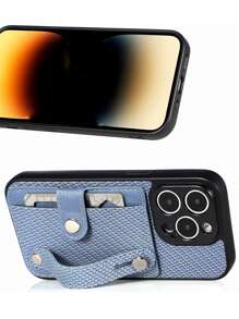 素色手機殼帶腕帶支架和插卡槽 - 藍色 - 查看 6