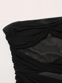 Hauture Twist Front Dress With Arm Sleeves - Black - View 6