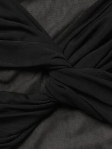 Hauture Twist Front Dress With Arm Sleeves - Black - View 8