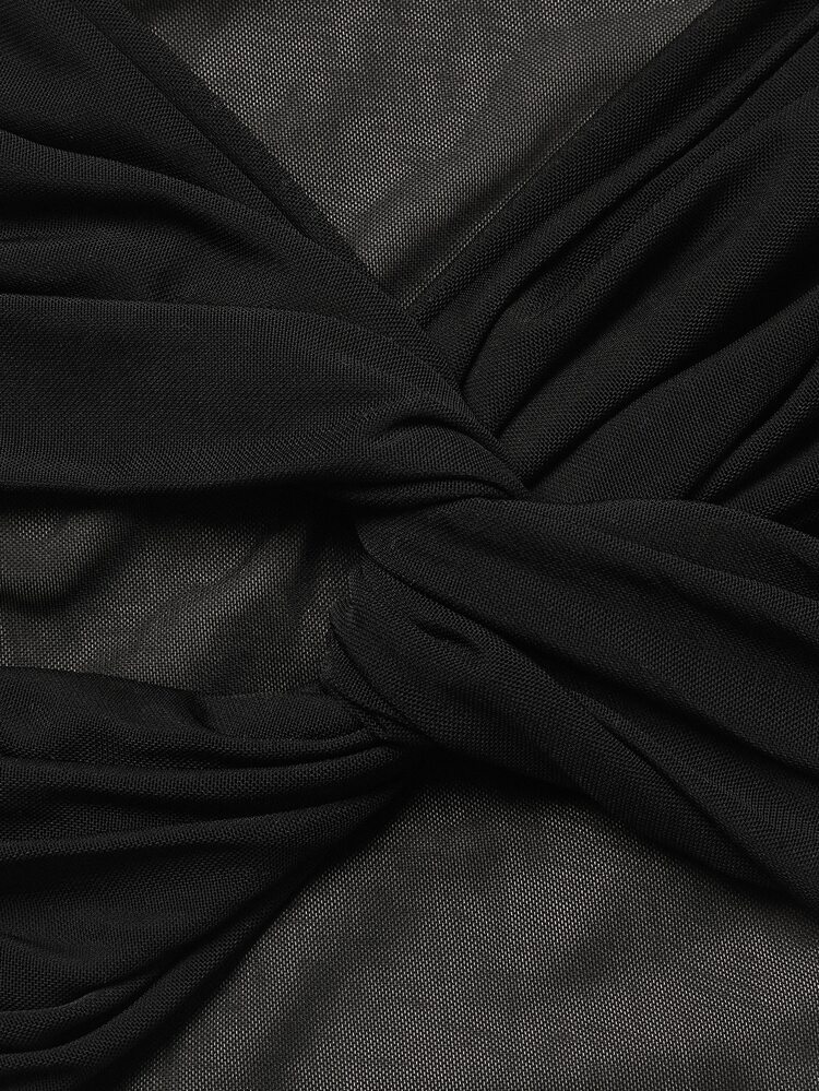 Twist Front Dress With Arm Sleeves
