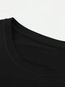 Manfinity EMRG 男士字母圖案落肩T恤 - 黑色 - 查看 3