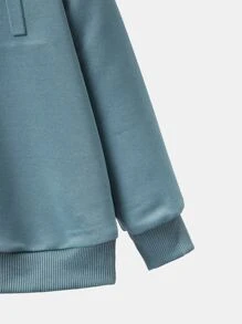 SHEIN Young Boys Casual Loose Comfortable Versatile English Graphic Print Crew Neck Sweatshirt,In Fall/Winter - Dusty Blue - View 3