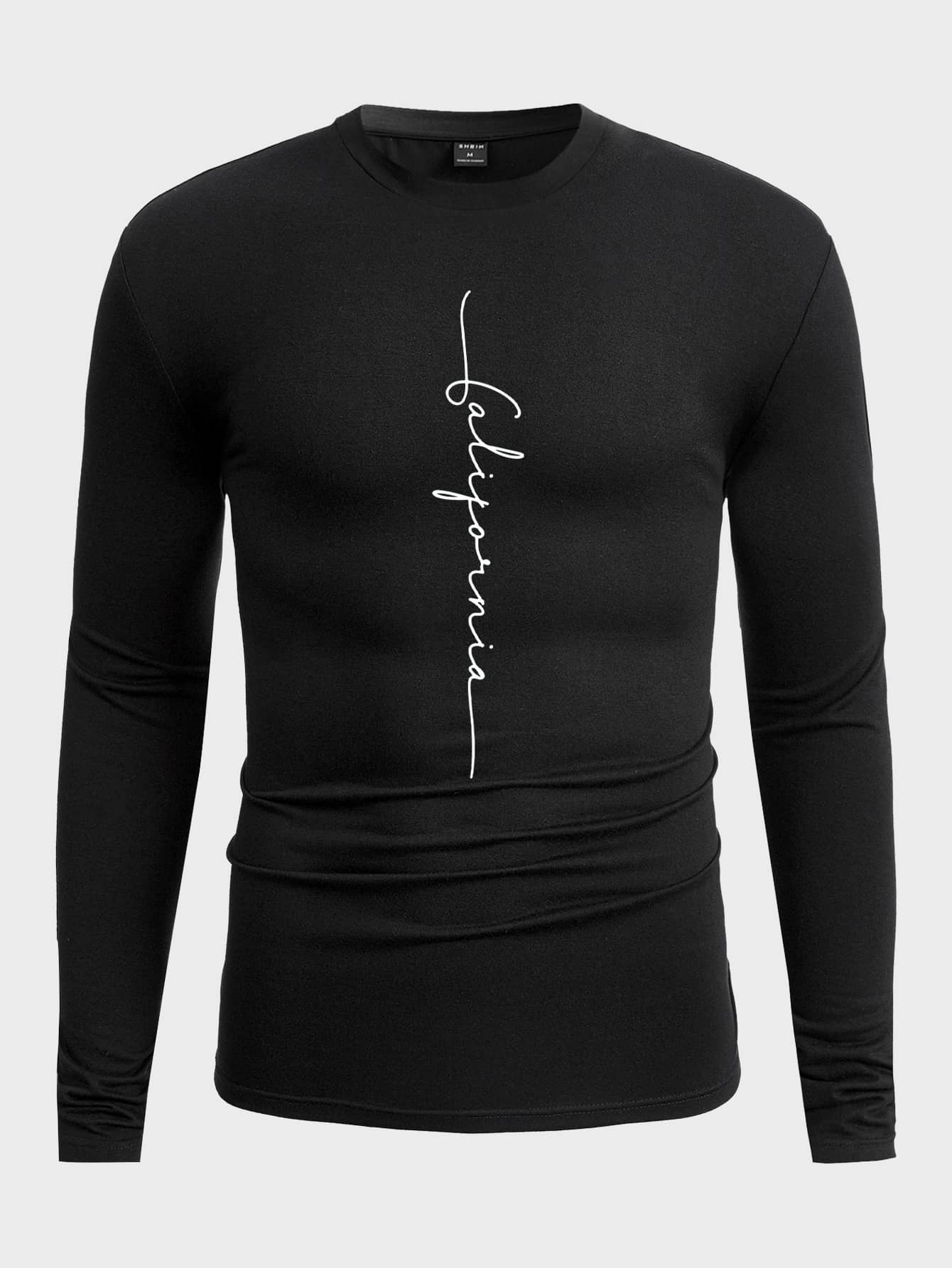 Manfinity Men Letter Graphic Tee - Black - View 1