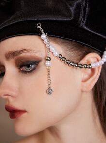 ROMWE Faux Pearl Decor Beret - Black - View 3