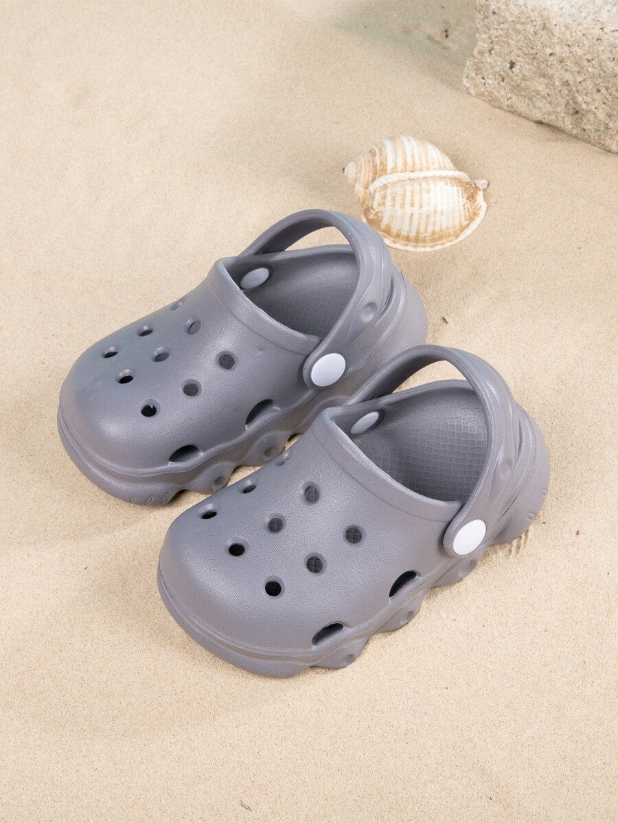 Guốc Trẻ em màu trơn - Màu xám đen - Xem 1