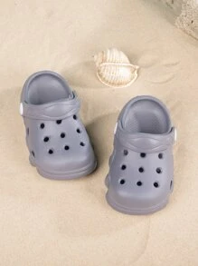 Guốc Trẻ em màu trơn - Màu xám đen - Xem 2