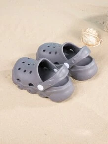 Guốc Trẻ em màu trơn - Màu xám đen - Xem 3