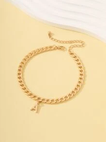 字母墜飾腳錬 - 金黃色 - 查看 2