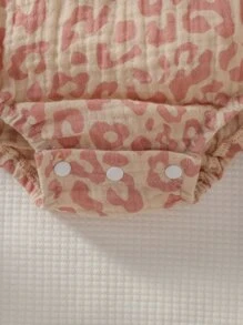 Baby Girl Leopard Print Ruffle Trim Bow Front Bodysuit With Accessory Headband