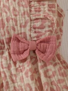 Baby Girl Leopard Print Ruffle Trim Bow Front Bodysuit With Accessory Headband