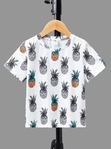 SHEIN 小男童鳳梨印花T恤 - 彩色 - 查看 1