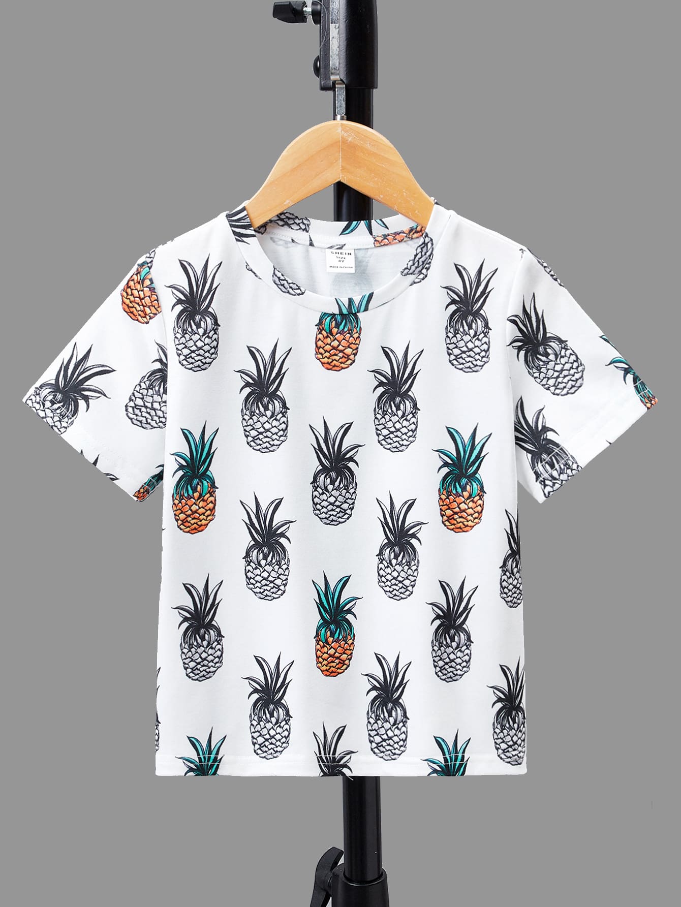 SHEIN 小男童鳳梨印花T恤 - 彩色 - 查看 1