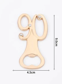 1pc Rhinestone & Number Decor Beer Opener With Storage Box,Beer,Can Opener - Gold - View 2