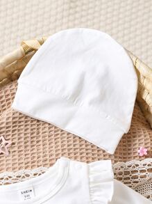 Newborn Baby Eyelet Embroidery Ruffle Trim Bodysuit & Trousers