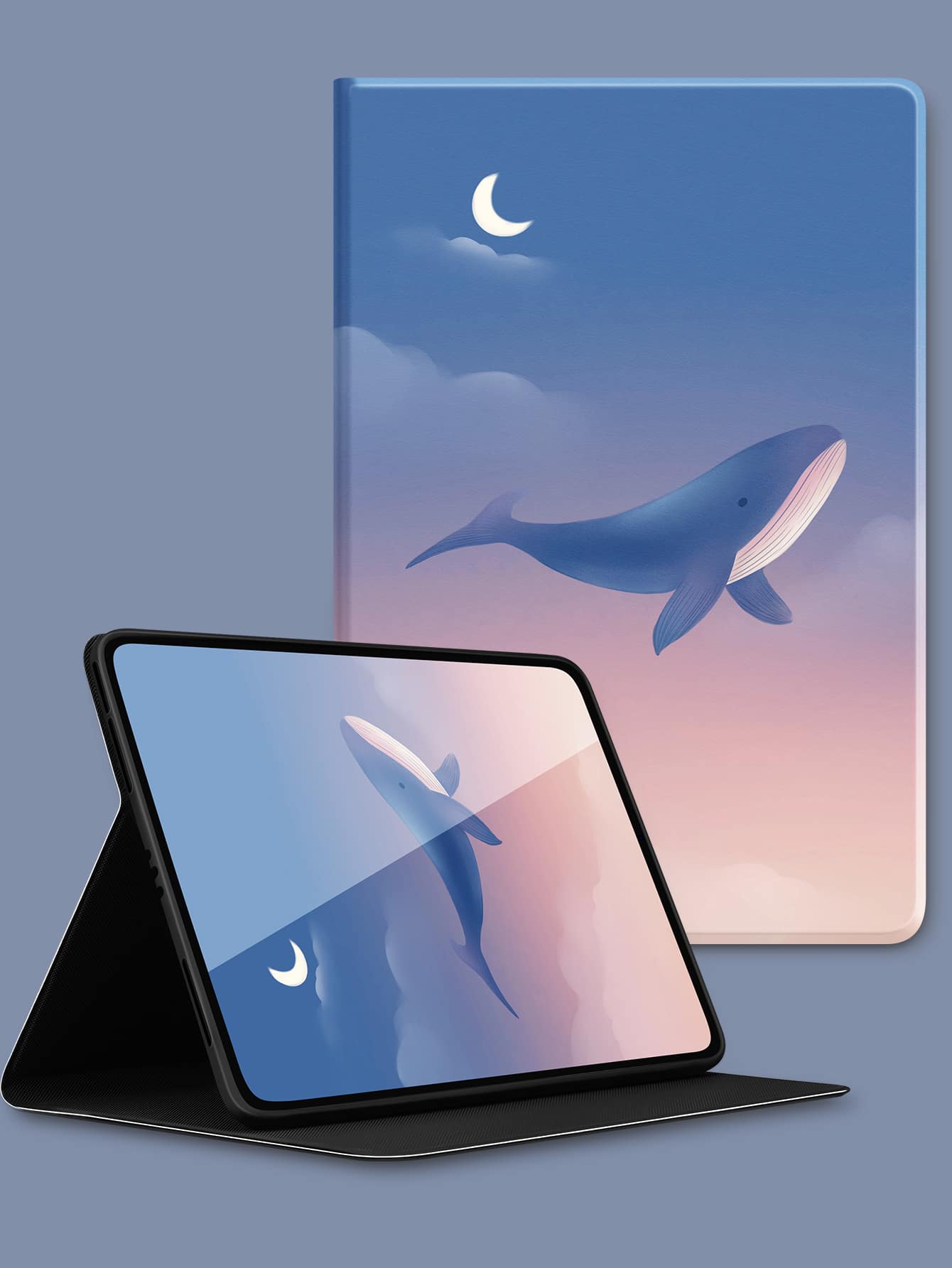 卡通鯨魚印花保護套適用於iPad - 彩色 - 查看 1