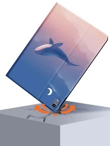 卡通鯨魚印花保護套適用於iPad - 彩色 - 查看 2