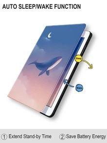 卡通鯨魚印花保護套適用於iPad - 彩色 - 查看 4