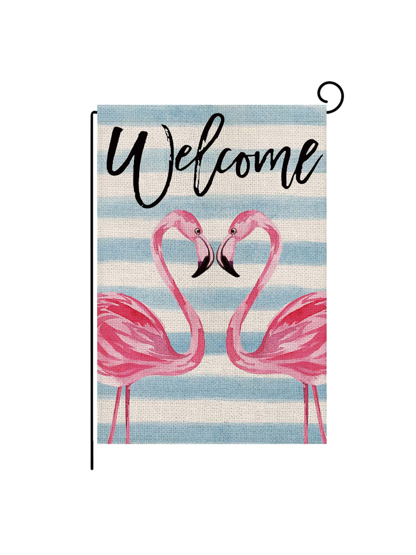 1pc Flamingo & Letter Graphic Garden Flag - Multicolor - View 1