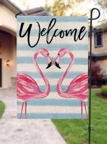 1pc Flamingo & Letter Graphic Garden Flag - Multicolor - View 2