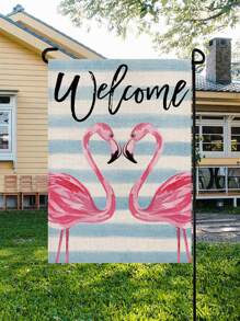 1pc Flamingo & Letter Graphic Garden Flag - Multicolor - View 3