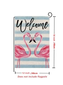1pc Flamingo & Letter Graphic Garden Flag - Multicolor - View 4