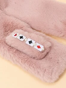 Pañuelo póker con bordado con diseño de perla artificial mullido - Rosa - Ver 4