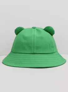 Sombrero cubo con bordado de rana - Verde - Ver 2