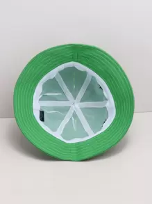 Sombrero cubo con bordado de rana - Verde - Ver 3