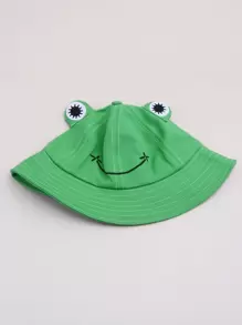 Sombrero cubo con bordado de rana - Verde - Ver 4