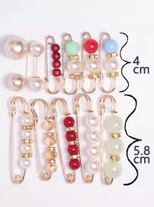 11pcs Rhinestone & Faux Pearl Decor Scarf Clip Christmas