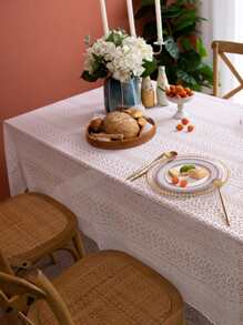 Hollow Out Lace Tablecloth - White - View 1