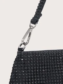 Glamorous Glitter Bling, Sequin, Luxury, Shiny Rhinestone Decor Evening Bag Faux Pearl, Rhinestone For Party Girl, Woman, Bride Perfect For Party, Wedding, Prom, Dinner/Banquet, For - Black - View 6