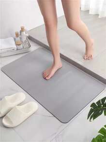 1 pieza Alfombra de baño unicolor anti deslizante - Gris - Ver 1