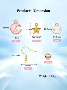 48pcs Moon & Star Pendant DIY Earrings Accessory - Multicolor - View 4