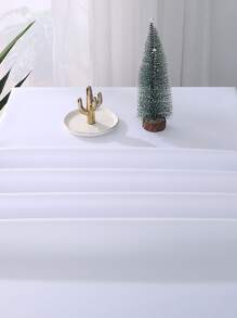 1pc Solid Color Simple Tablecloth - White - View 3
