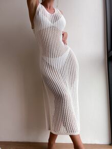 SHEIN Swim Cover up con abertura de muslo con abertura - Blanco - Ver 5