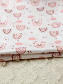 SHEIN Manta de envolver con estampado de arcoíris y gorro turbante a juego, conjunto de fotografía para recién nacida niña, para sesión de fotos de bebé niña - Blanco - Ver 7