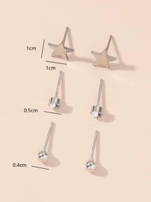 3對水鑽和星形裝飾耳釘