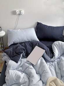 Two Tone Duvet Cover Set Without Filler - Baby Blue - View 1