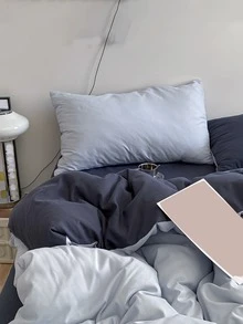 Two Tone Duvet Cover Set Without Filler - Baby Blue - View 5