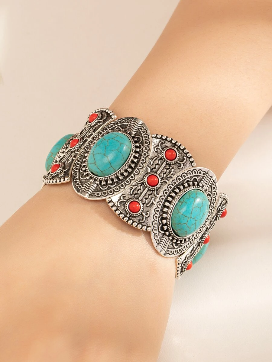 1 Vòng tay đính cườm màu ngọc lam cổ điển, món quà dành cho cặp đôi