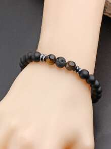Fashionable and Popular Men Minimalist Beaded Bracelet for Jewelry Gift and for a Stylish Look - Black - View 3