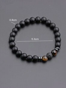 Fashionable and Popular Men Minimalist Beaded Bracelet for Jewelry Gift and for a Stylish Look - Black - View 4