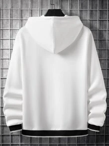 Manfinity Homme Áo nỉ Nam Dây kéo Túi Lá thư Giải trí - trắng - Xem 2