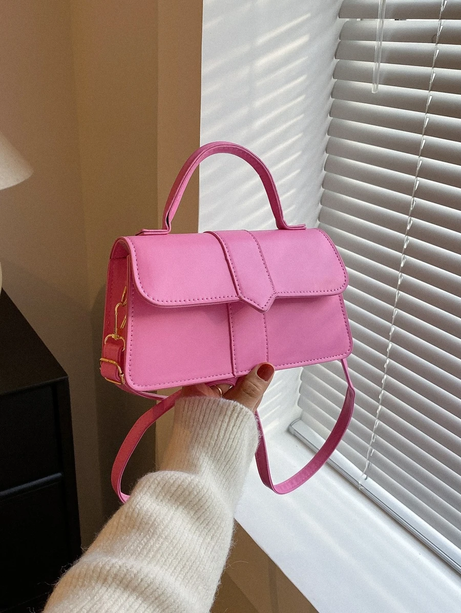 Minimalist Top Handle Flap Square Bag pink - Pink - View 1