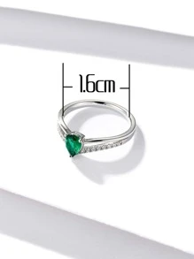 Cubic Zirconia Decor Silver Wedding Band - Multicolor - View 4