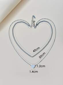 Collar a capas con accesorio de corazón - Plateado - Ver 3