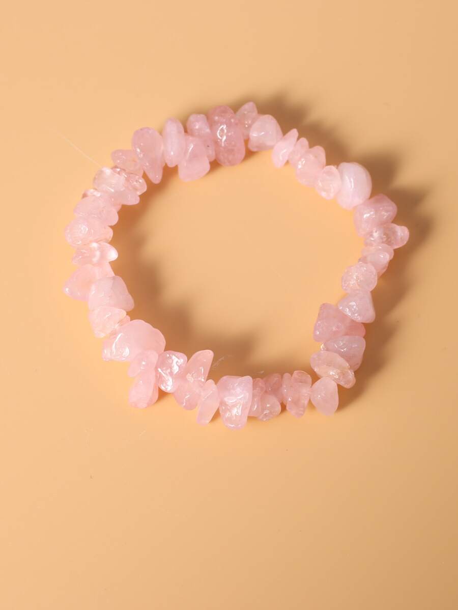石頭串珠手環 - 粉色 - 查看 1