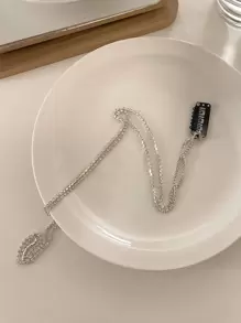 1pc Shiny Rhinestone & Tassel Chain Hair Clip For Daily Use Party Tiaras - Silver - View 4