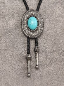 Men's Oval Decor Necklace, For Jewelry Gift And Party - Antique Silver - View 1